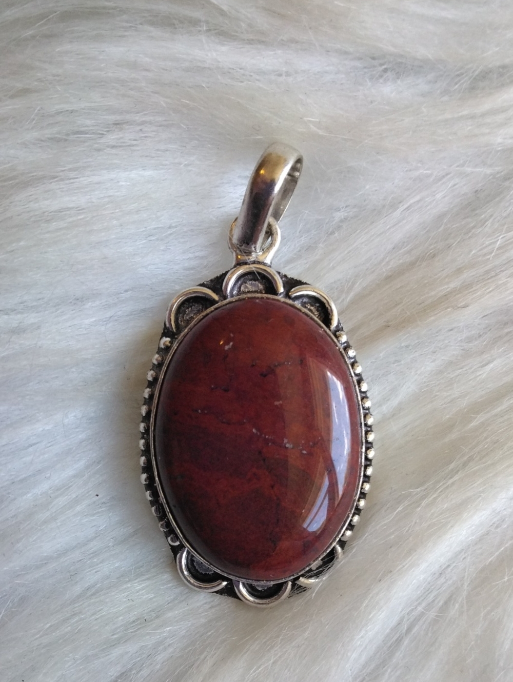 Snakeskin Jasper Silver Plated Gemstone Necklace Pendant